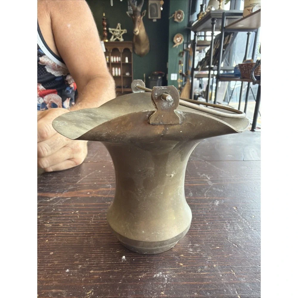 Vintage Handmade In India Brass Bucket with Handle